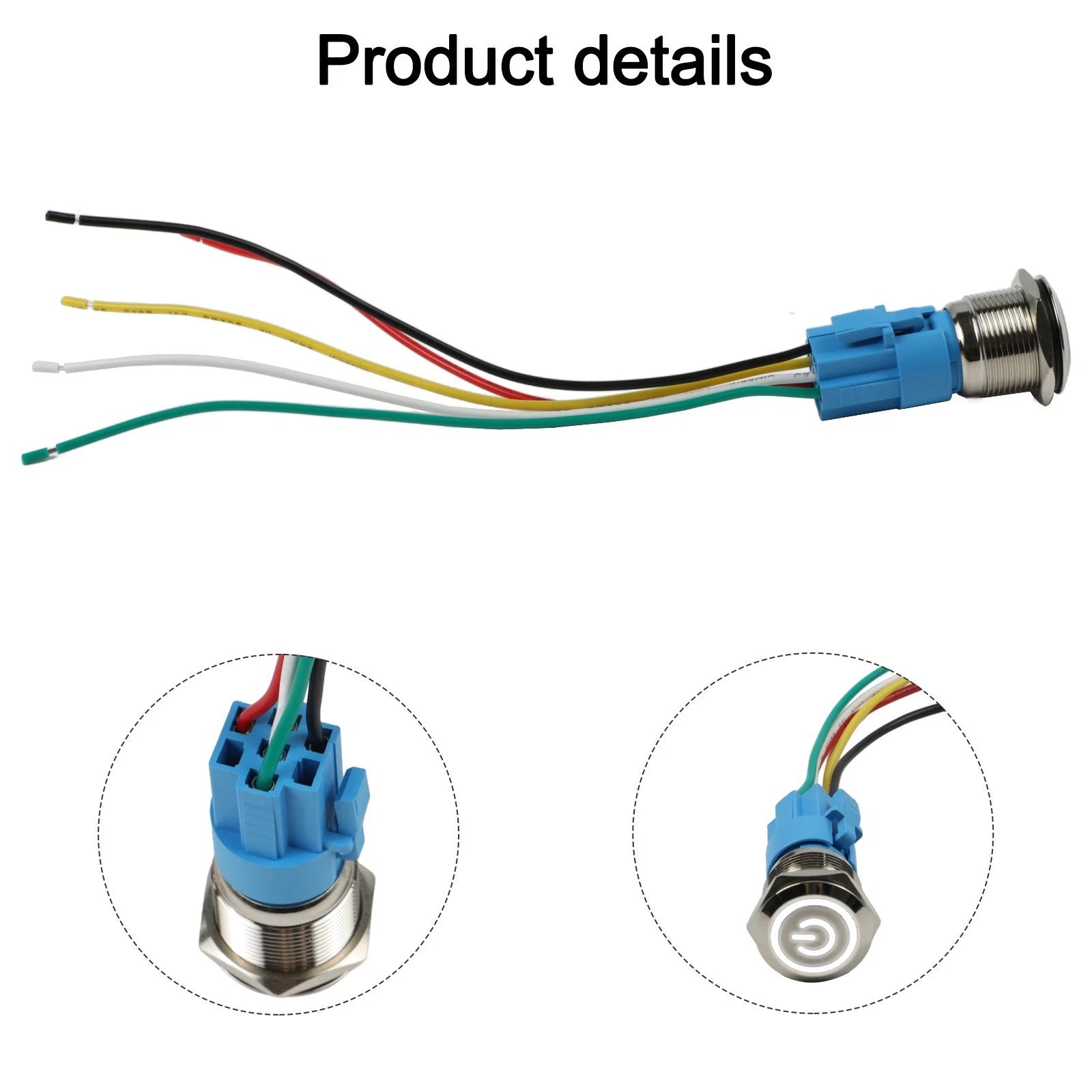 IP66 Metal Push Button Switch 22mm with Power LED for Marine Automotive (12V-24V)