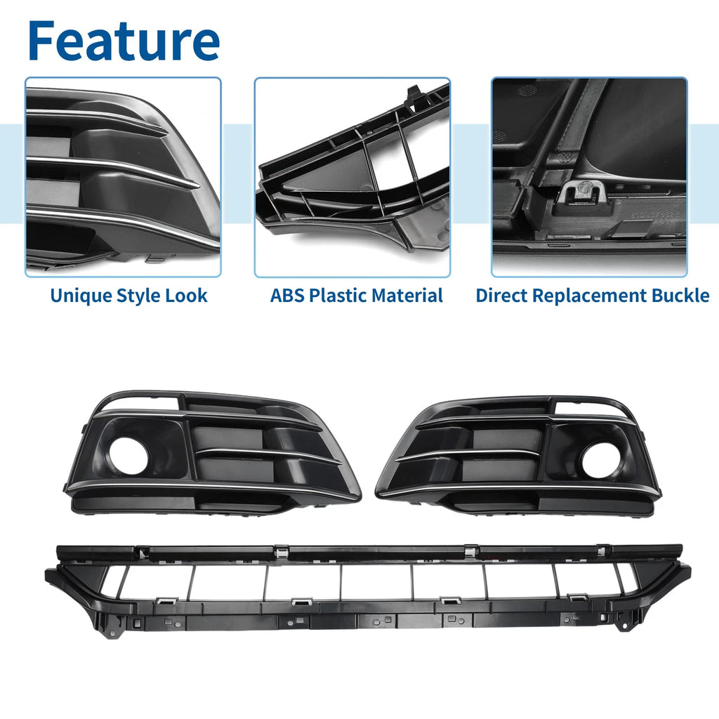 Set of 1 Front Lower Bumper Grille for Audi Q5L (2018–2023) Black Sport Style