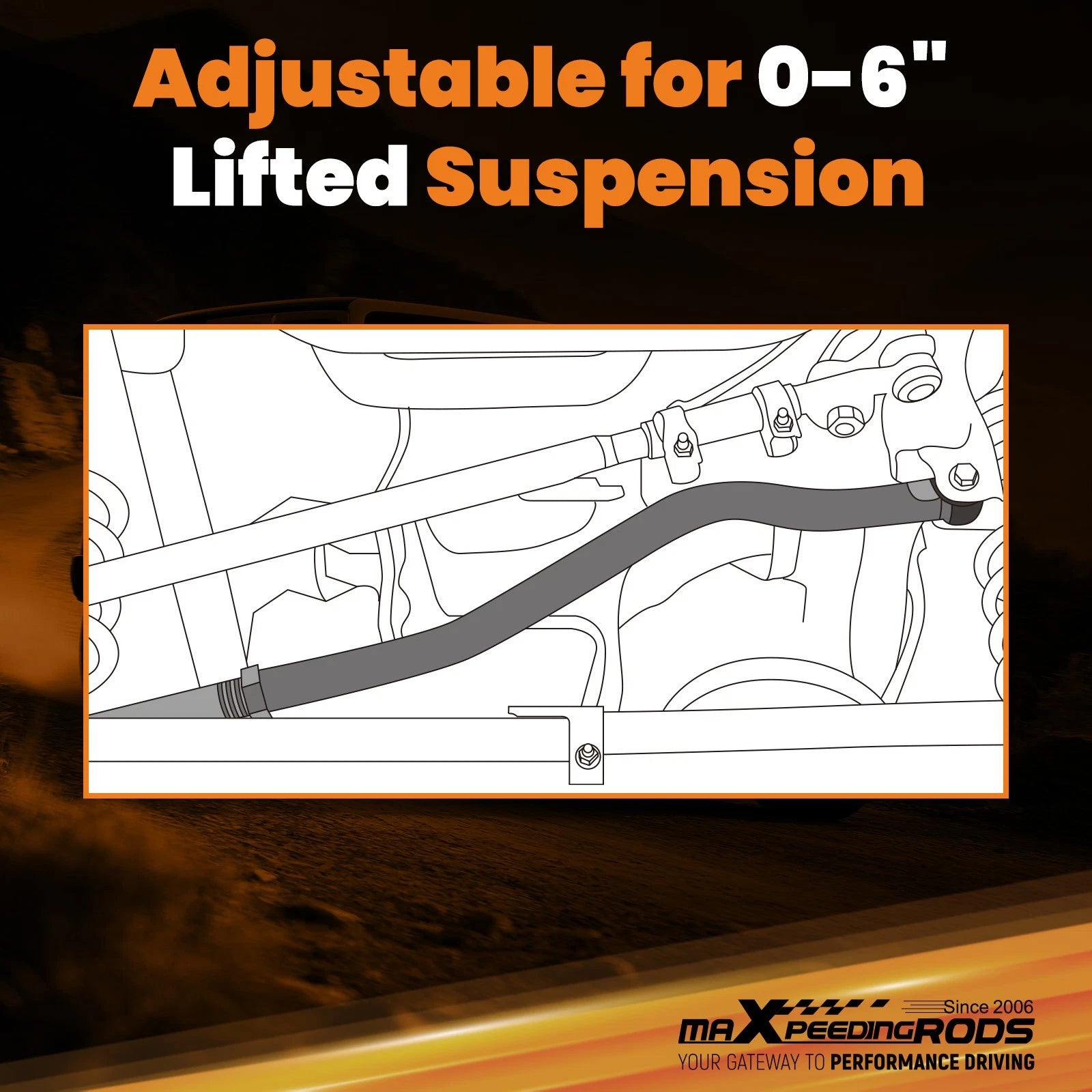 Adjustable Track Bar Rods 0-6" Lift for Jeep Wrangler JK (2007-2018)