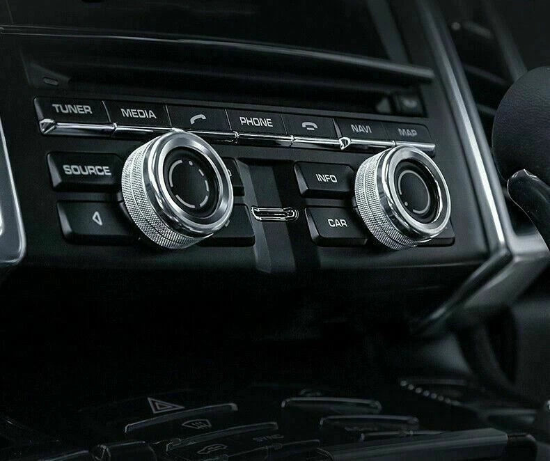Alloy Silver Chrome AC Climate Control Ring Decor for Porsche Cayenne Macan (YYYY-YYYY)