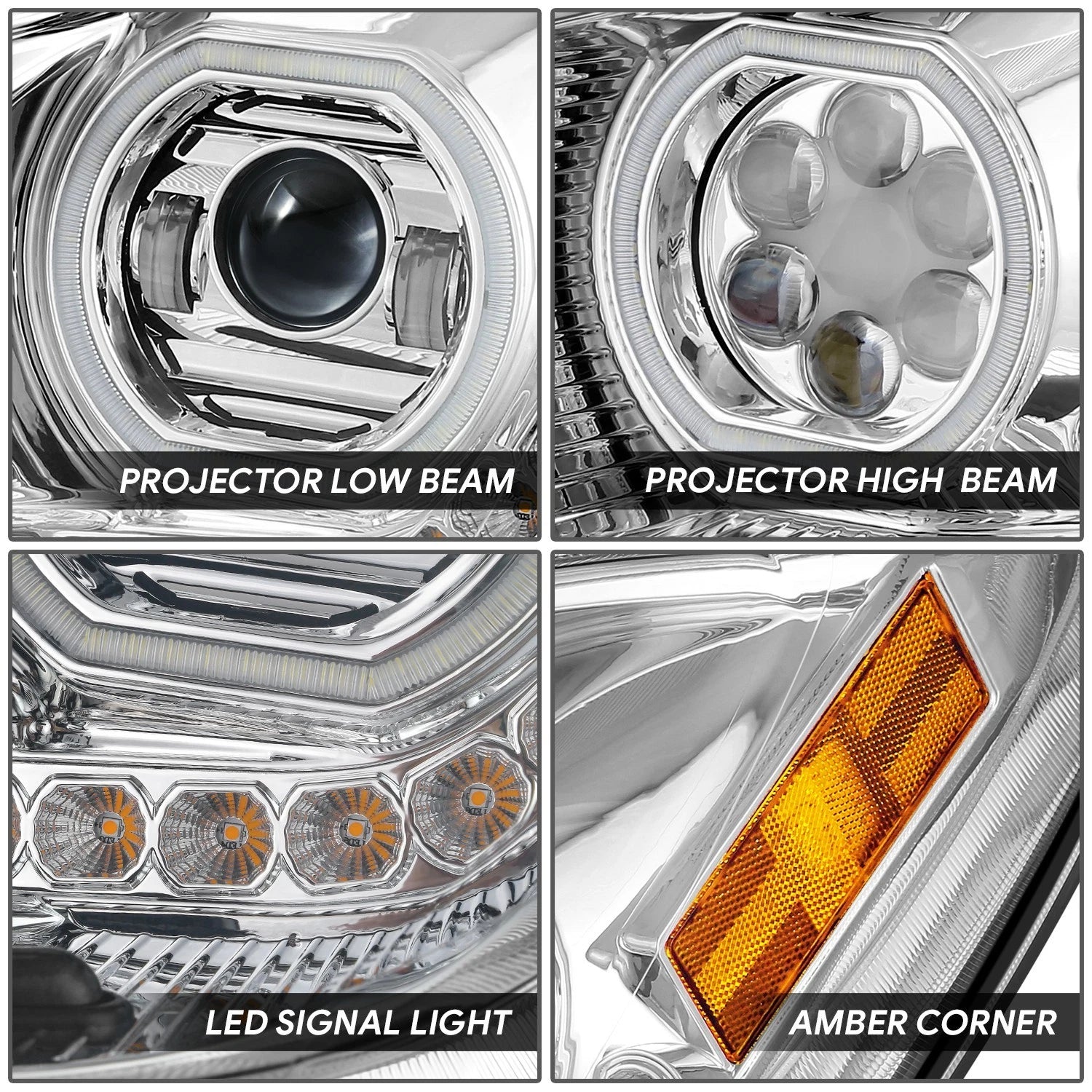 Chrome Clear LED Projector Headlight Assembly for Kenworth T680 (2022–2025)
