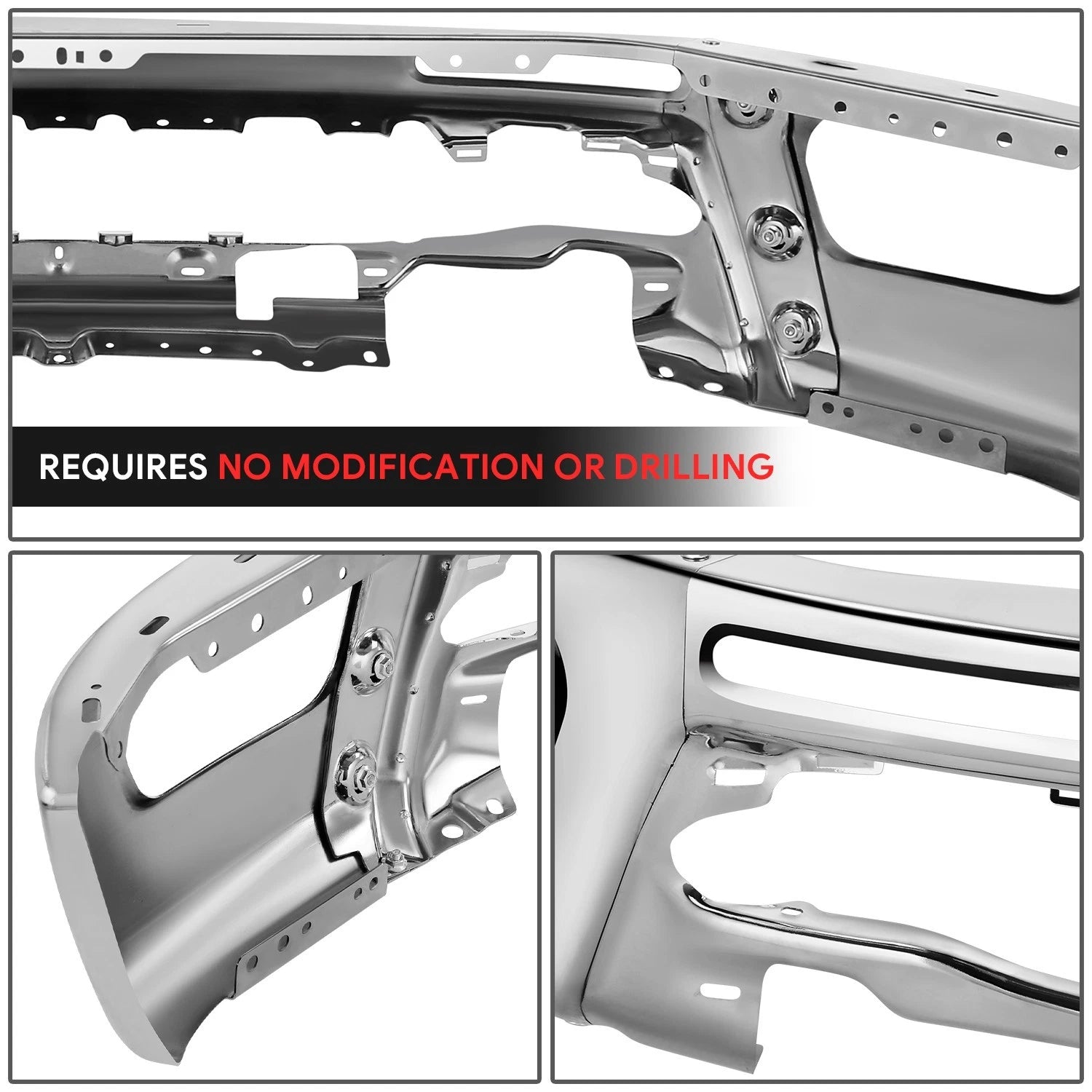 Chrome Steel Front Bumper Face Bar for Ford Ranger (2019–2024)