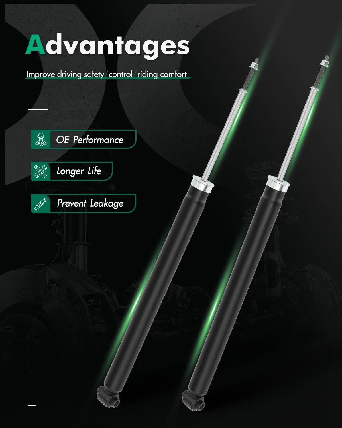 Rear Struts Set of 2 for Hyundai Accent, Kia Rio, RIO5 (2006–2011)