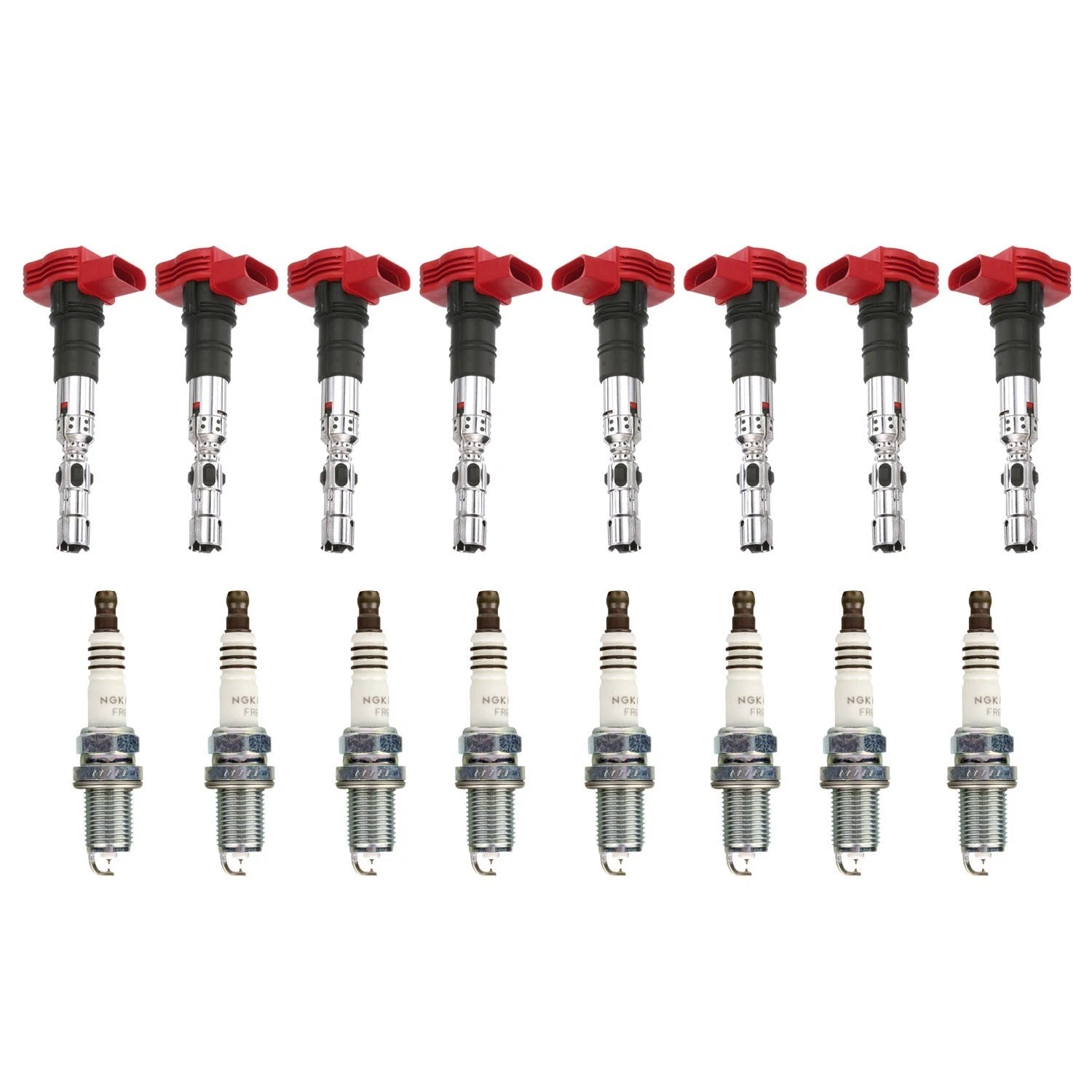 Set of 8 Ignition Coils & NGK Ruthenium HX Spark Plugs for Touareg A8 Quattro