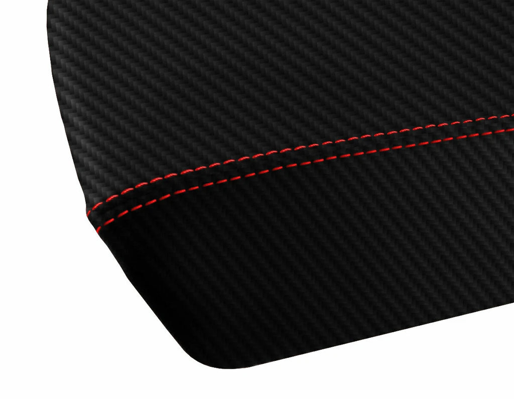 Console Lid Armrest Cover for Ford Edge (2011–2020) Carbon Fiber Red Stitch