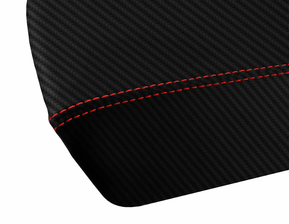 Console Lid Armrest Cover for Ford Edge (2011–2020) Carbon Fiber Red Stitch