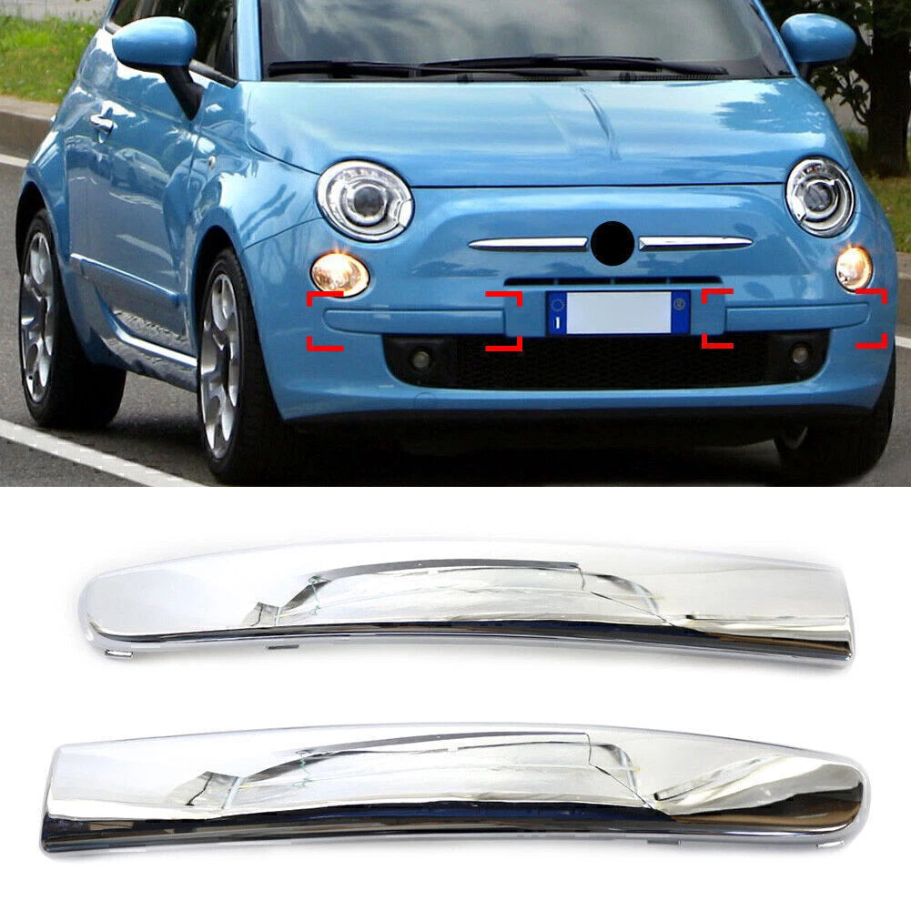 1 Pair Silver Front Bumper Molding Trim for Fiat 500 (2007–2015)