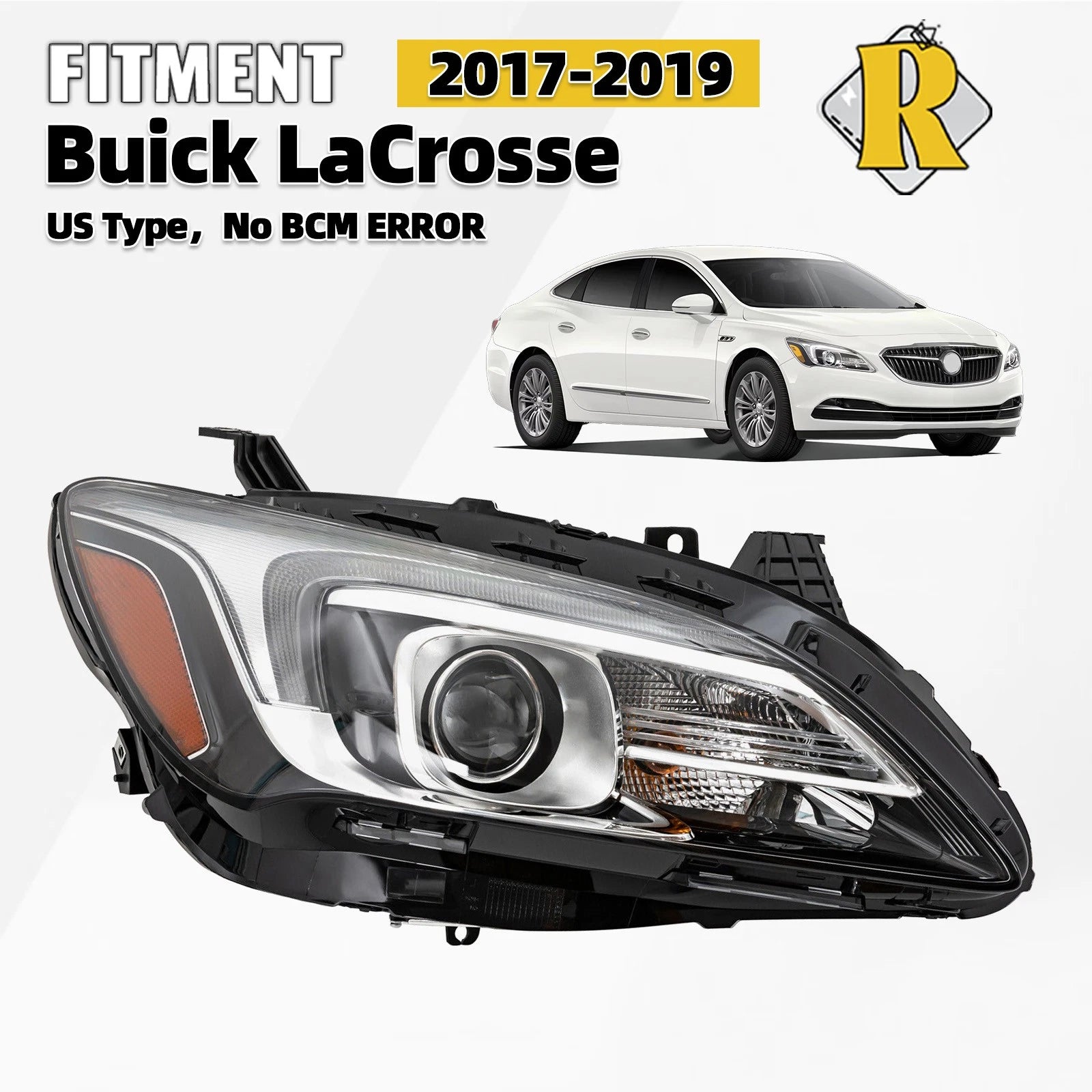 HID Headlight Right Side for Buick Lacrosse (2017–2019) w/AFS, No Bulb/Ballast