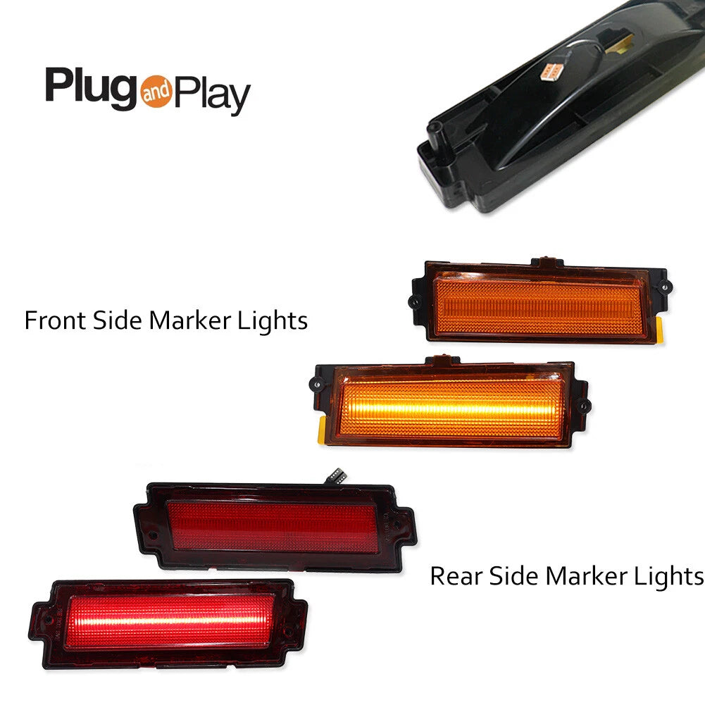 Set of 4 Amber LED Front & Red Rear Side Marker Lights for Chevy Monte Carlo SS (1981–1988)