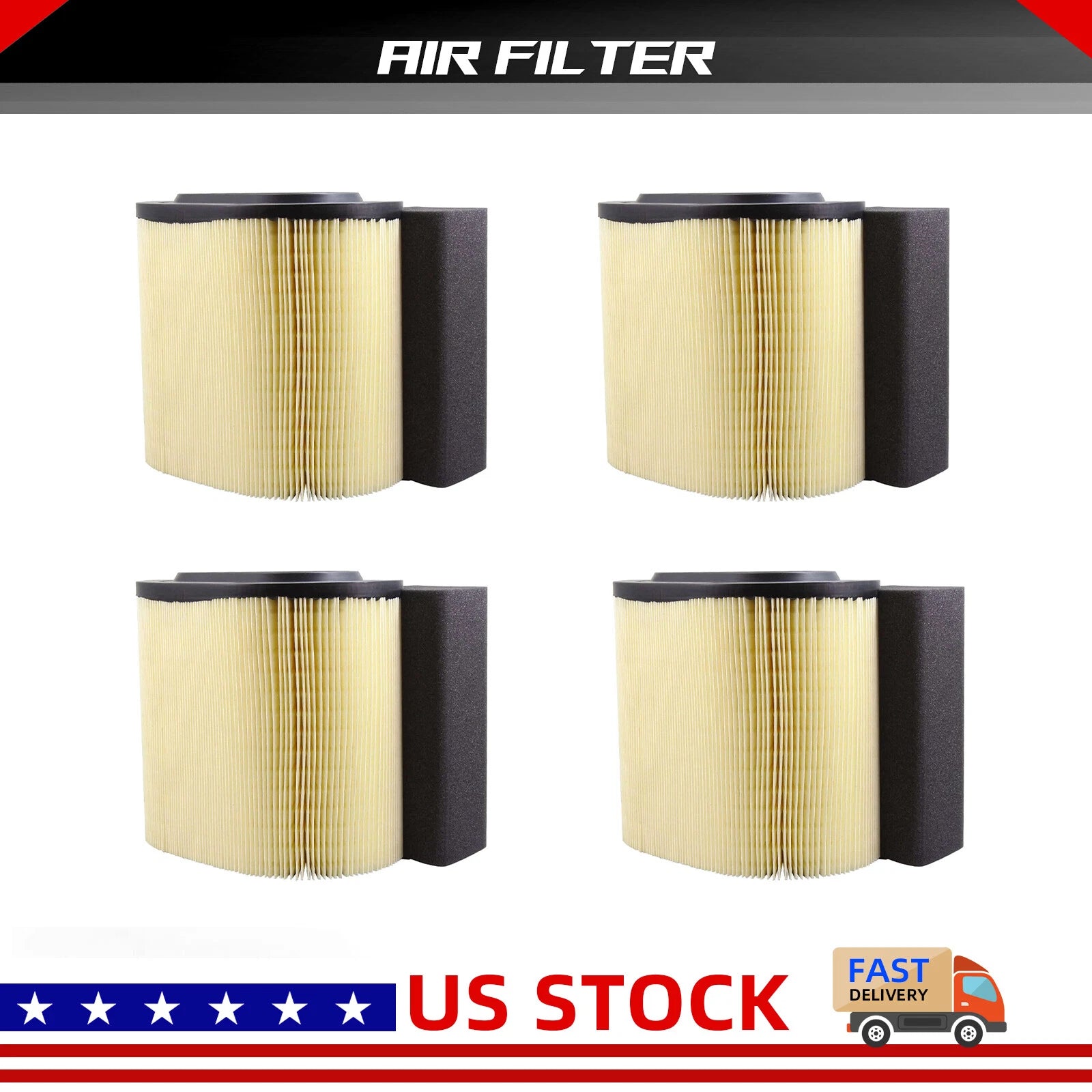 Set of 4 Engine Air Filters for Ford 6.7L Power Stroke (2011–2023) FA1927 HC3Z-9601-A