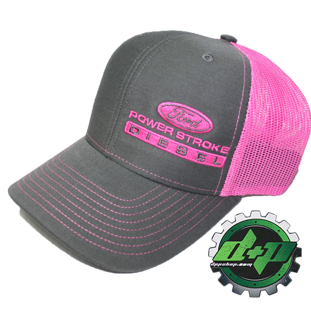 Powerstroke Hat for Ford Truck (Charcoal Gray/Pink Mesh)