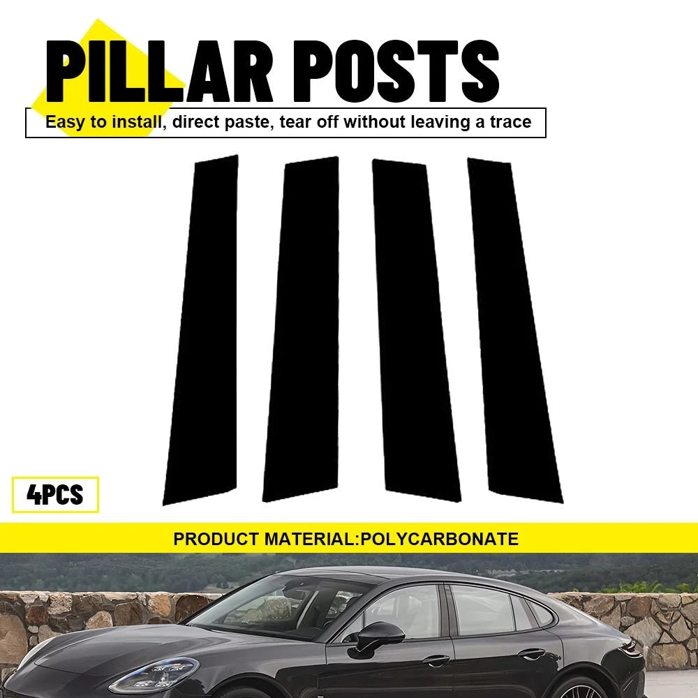 4X Black Pillar Post Trim for Porsche Panamera (2017–2021) EXV