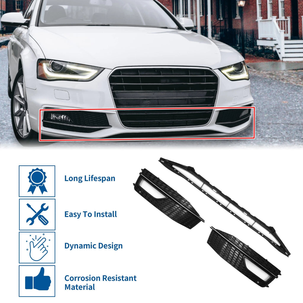 Front Lower Bumper Grille for Audi A4 B8PA (2013–2015) Black Sport Style