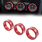 Set of 2 Red AC Climate Control Knob Ring Covers for Subaru Forester XV Crosstrek WRX