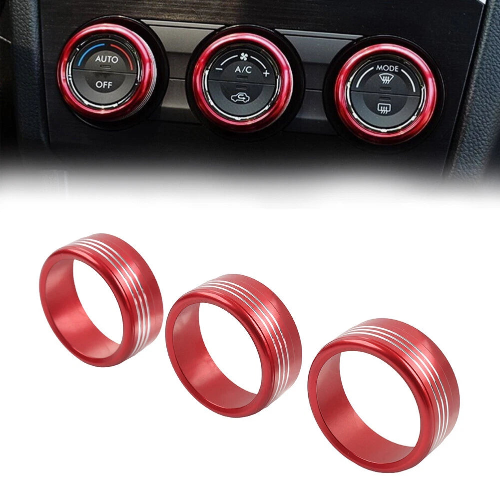 Set of 2 Red AC Climate Control Knob Ring Covers for Subaru Forester XV Crosstrek WRX