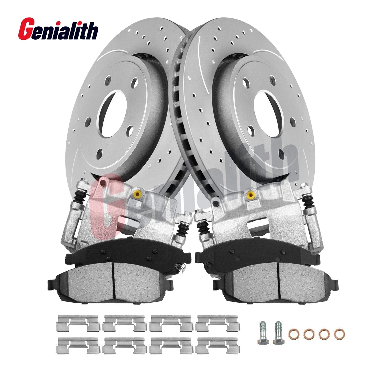 Front Drilled Brake Rotor Pads + Caliper for Jeep Grand Cherokee (2005–2010)