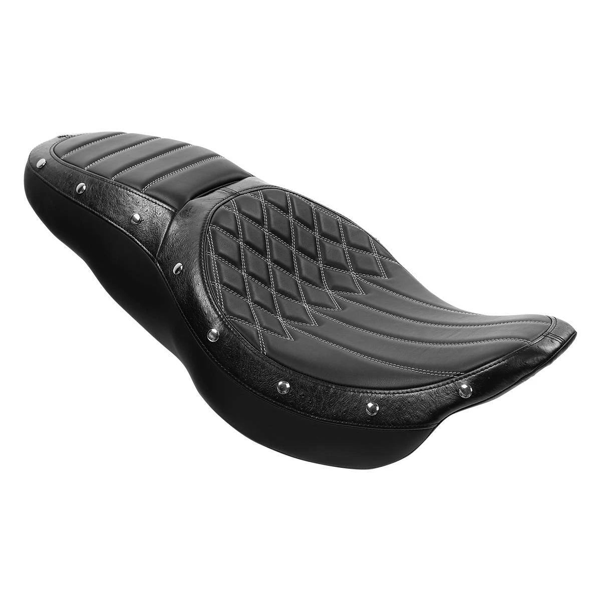 Black Driver & Passenger Seat with Backrest for Harley Touring Road King (2014–2023)
