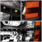 LED DRL Bar Black Amber Side Headlights for Chevy Silverado (2007–2014)