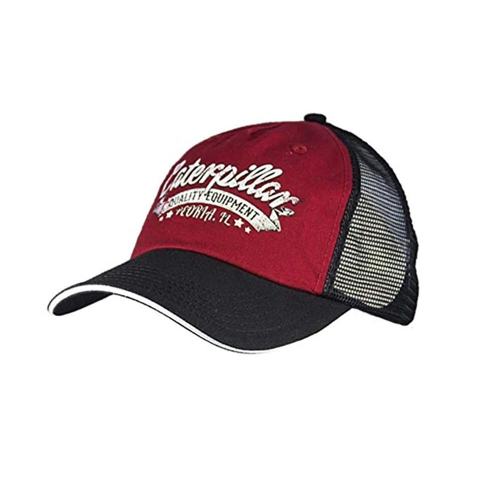 Caterpillar Mesh Cap for CAT Equipment (Maroon Red & Black)