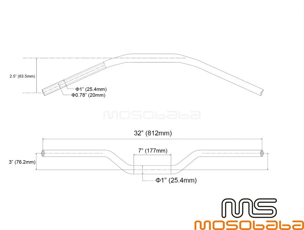 1" 25MM Handlebar Drag Bar for Harley FLHR FLHRXS FLHX FLTRX FLSTN FXSTC
