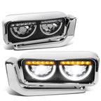 LED Halo Ring DRL Turn Signal Headlights for Peterbilt 359 379 389 (1981–2021)