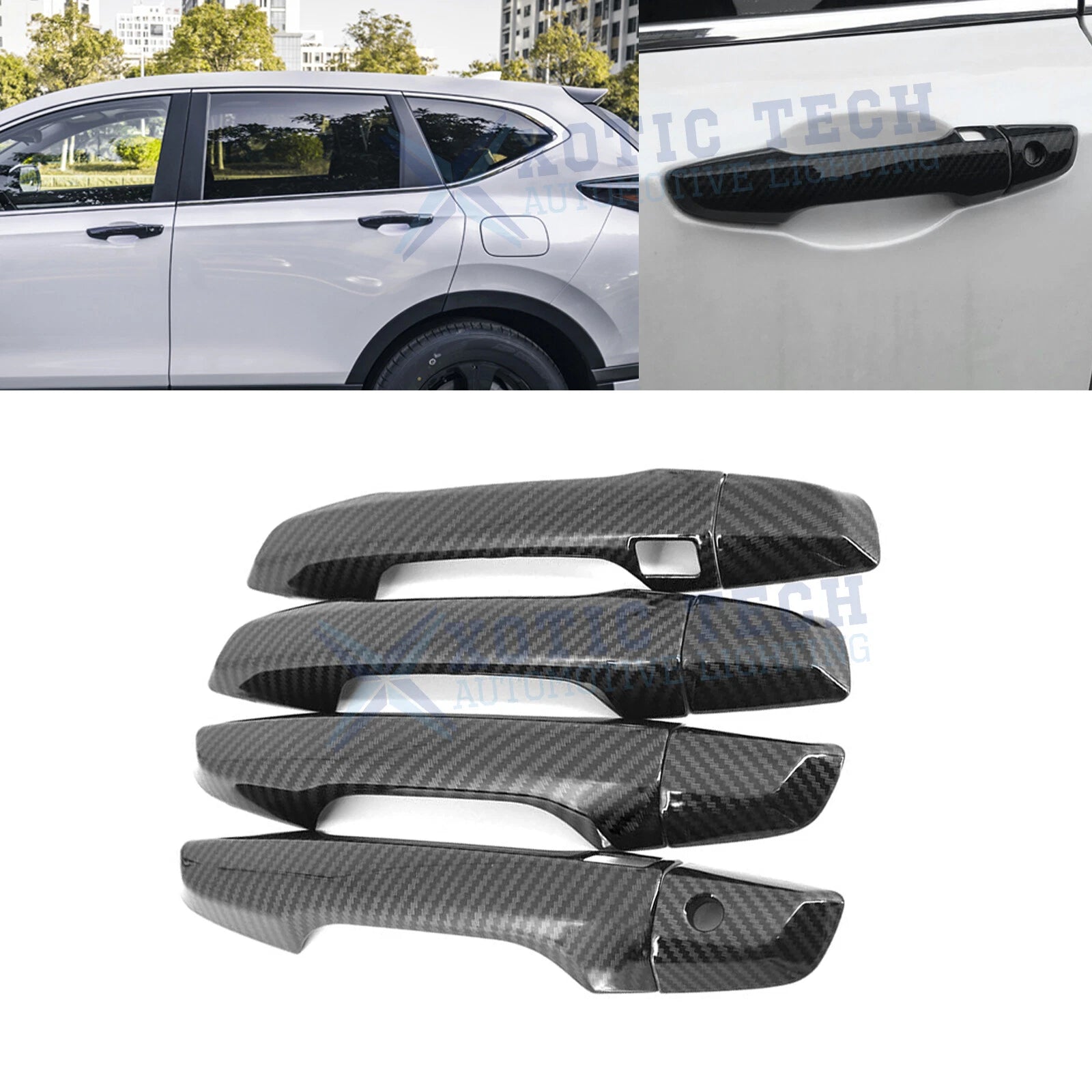 Carbon Fiber Style Door Handle Molding Covers for Honda CR-V (2017–2022)