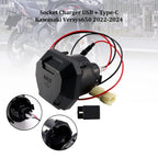 Right Socket Charger USB + Type-C Quick for Kawasaki Versys 650 (2022–2024)