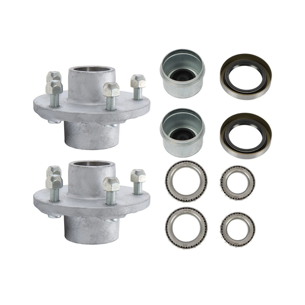 Set of 2 Galvanized Trailer Wheel Hub Assemblies for 3500 lb Trailer