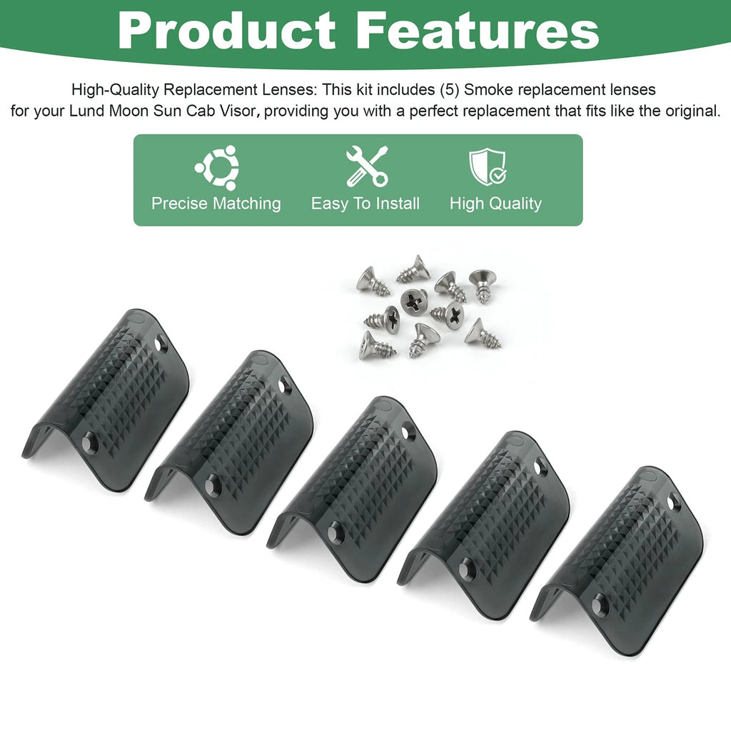 5X Smoked Light Lens Covers for Lund Cab Sun Visor