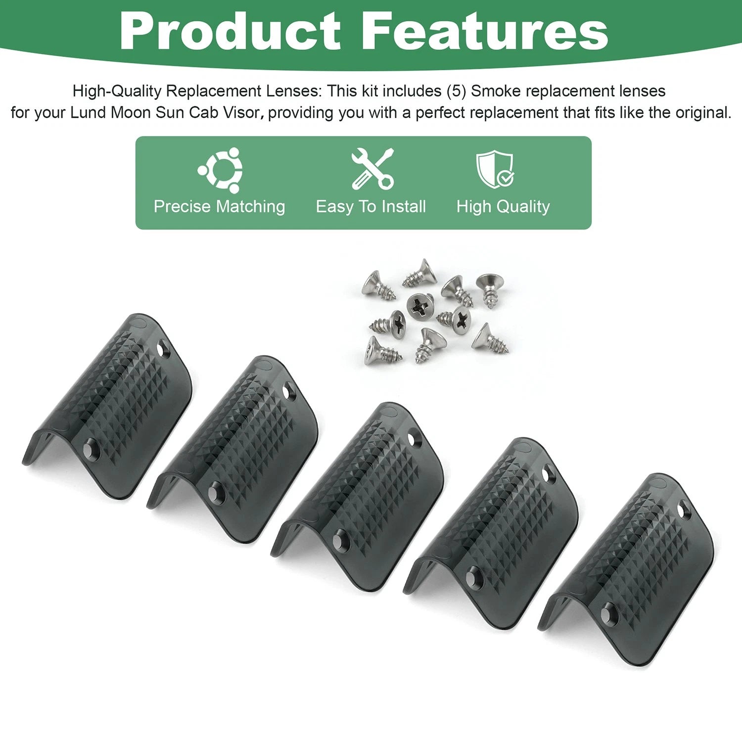 5X Smoked Light Lens Covers for Lund Cab Sun Visor