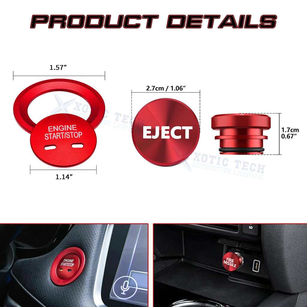 Red Engine Start & Cigarette Lighter Eject Button Cover for Chevrolet Impala (2010-2016)