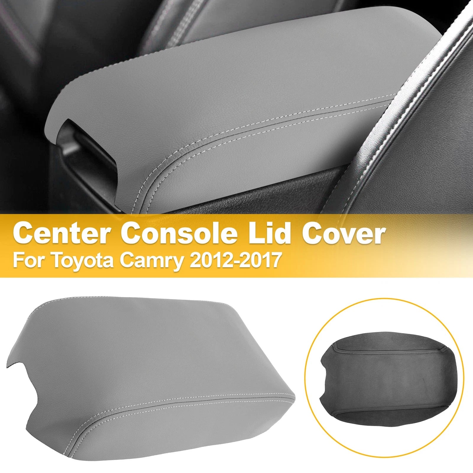 Middle Console Lid Arm Rest Cover for Toyota Camry (2012–2017) Gray