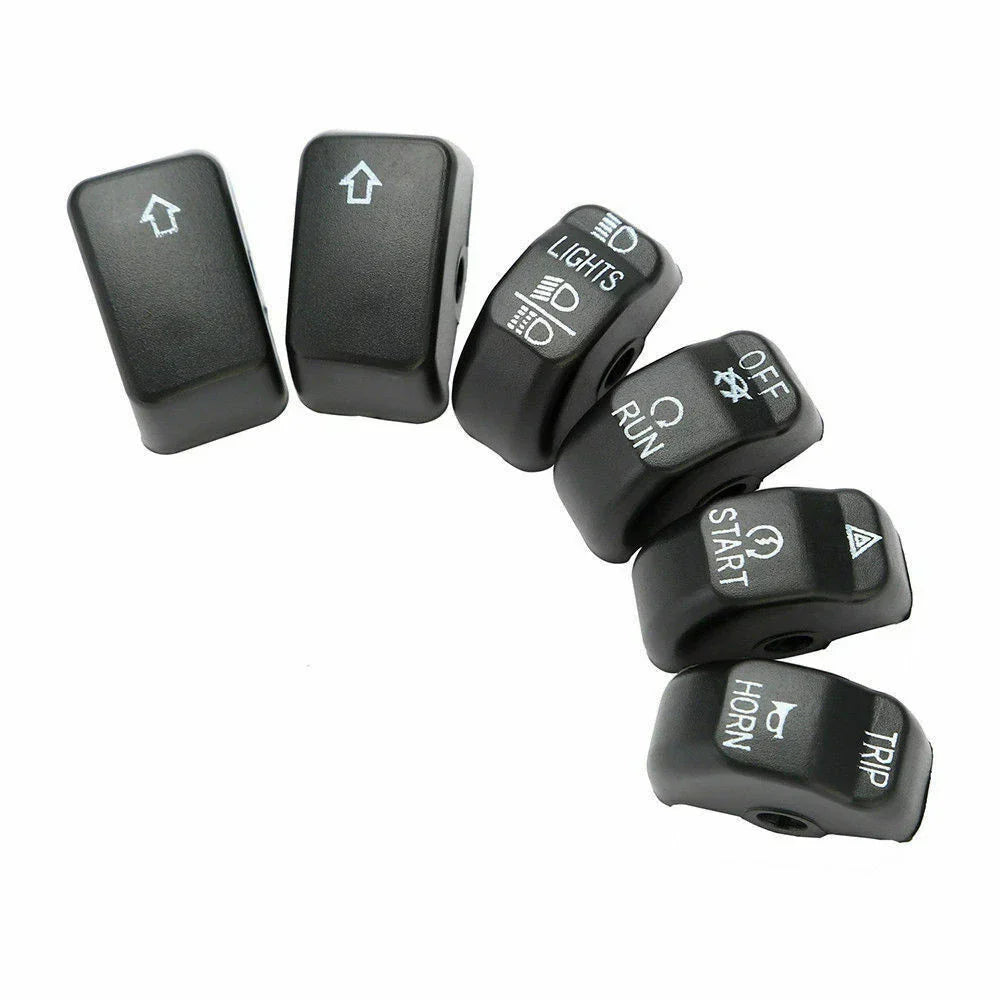 Black Hand Control Switch Button Covers for Harley Softail & Sportster