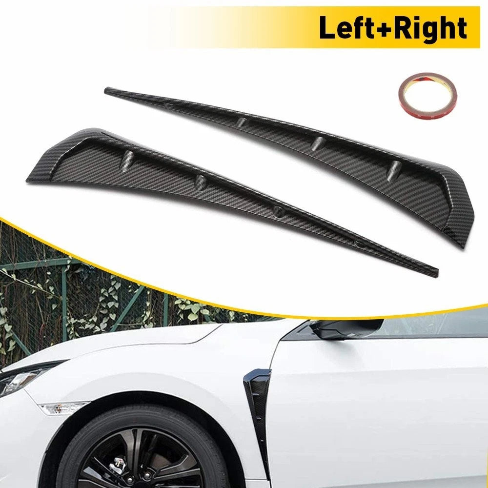 2Pcs Carbon Fiber Side Fender Vent Air Wing Cover Trim for Universal Fit