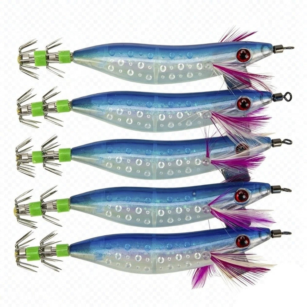 5X Glow Squid Jig 9cm 20g Luminous Bait for Coastal Fishing