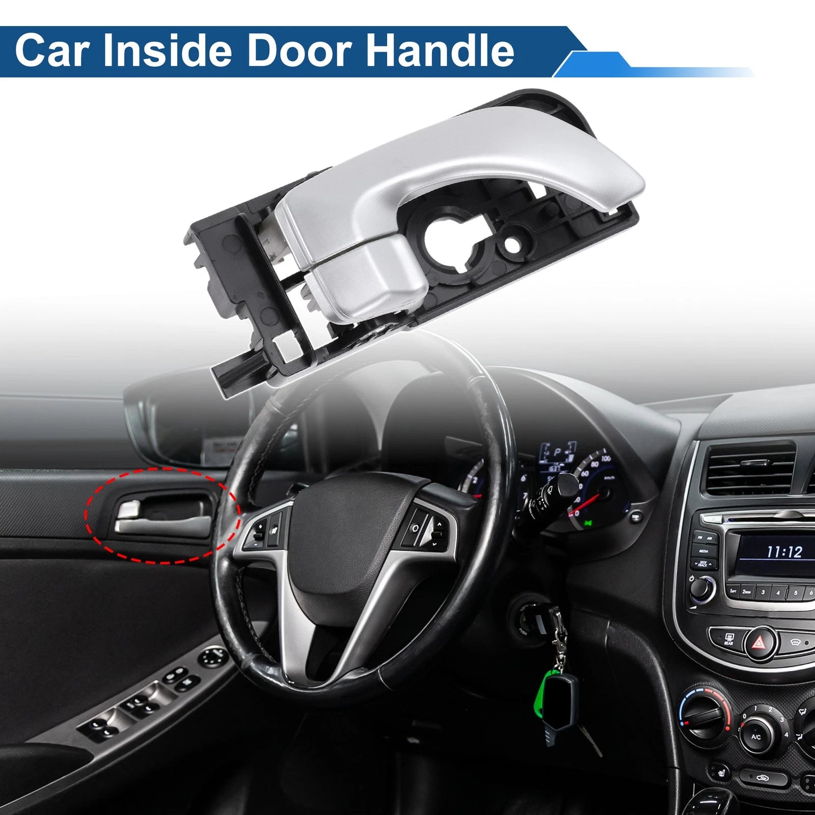 Rear Right Passenger Side Interior Door Handle for Hyundai Sonata (2011–2014) No. 836203K020
