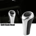 6 Speed Manual Shift Knob for BMW (Faux Leather Black Matte Silver Tone)