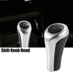 6 Speed Manual Shift Knob for BMW (Faux Leather Black Matte Silver Tone)