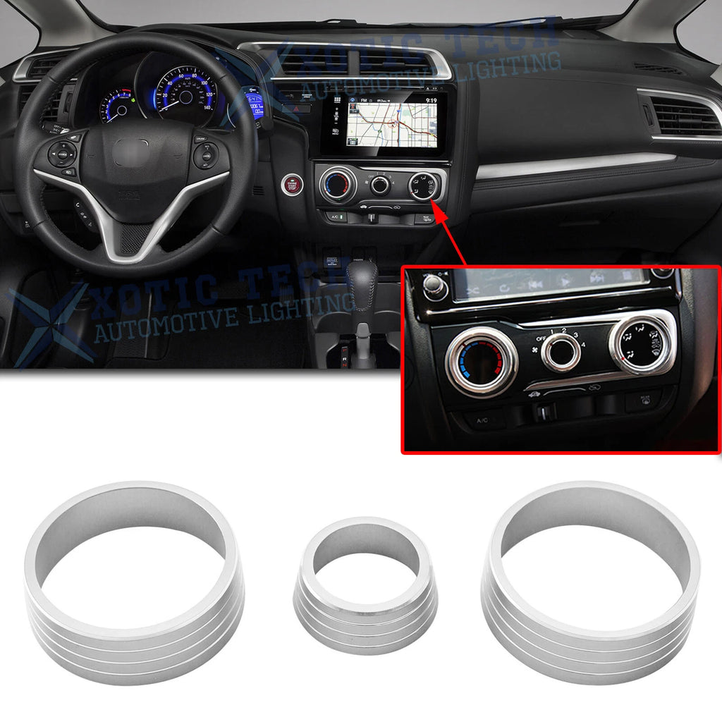 Silver Aluminum AC Volume Switch Knob Trim Ring for Honda Fit Jazz (2009–2014)