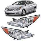 Pair Chrome Headlights for Hyundai Sonata (2011â2014) Clear Lens
