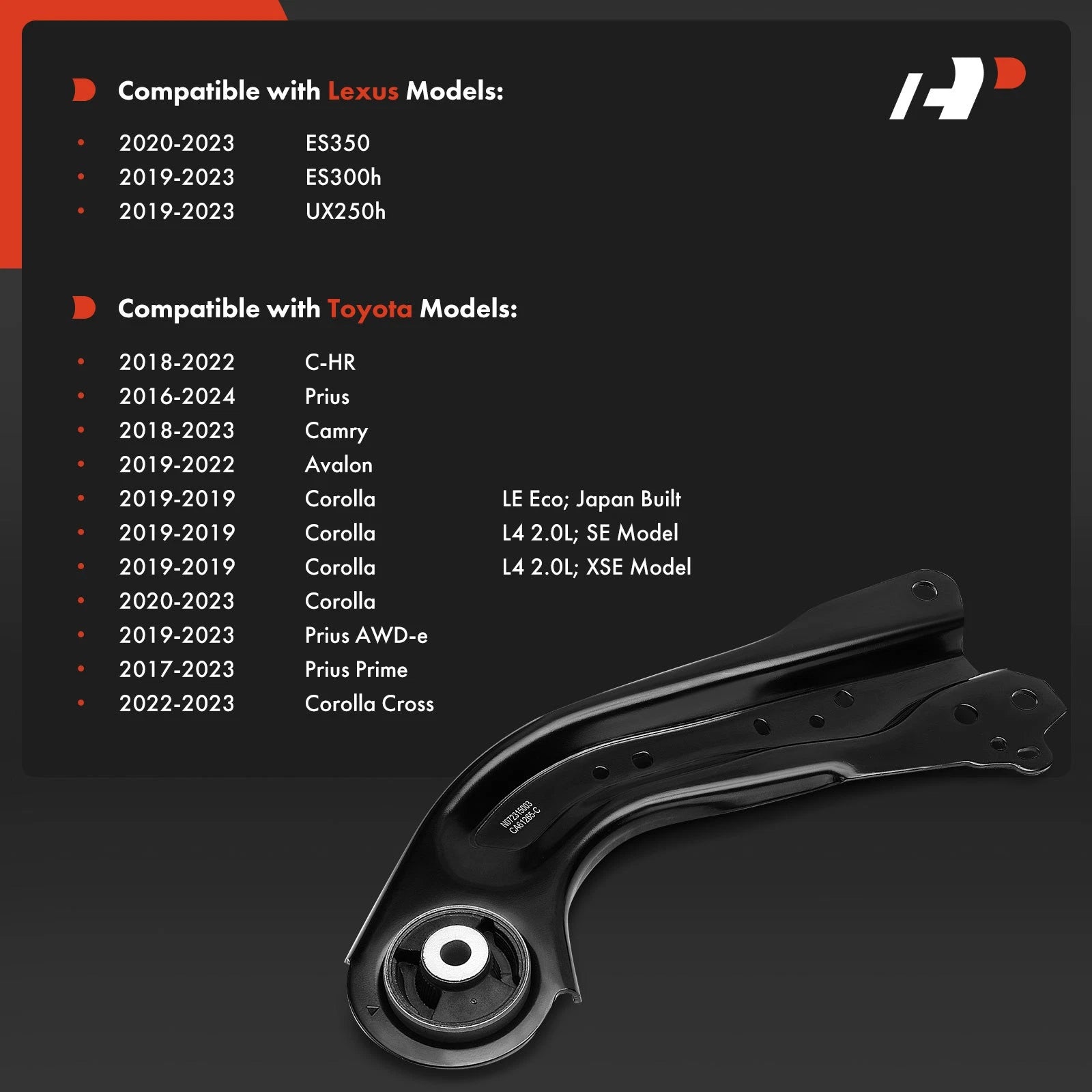 Rear Right Trailing Arm for Toyota Camry (2018–2023) Corolla (2019–2023)