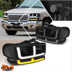 LED DRL Headlights Smoked Lens for GMC Sierra/Yukon (1999–2007)