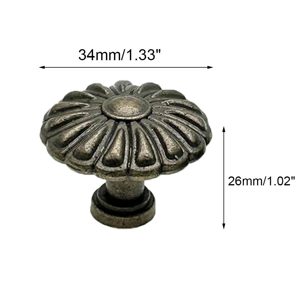 6X Vintage Flower Shape Drawer Cabinet Knob Pulls for