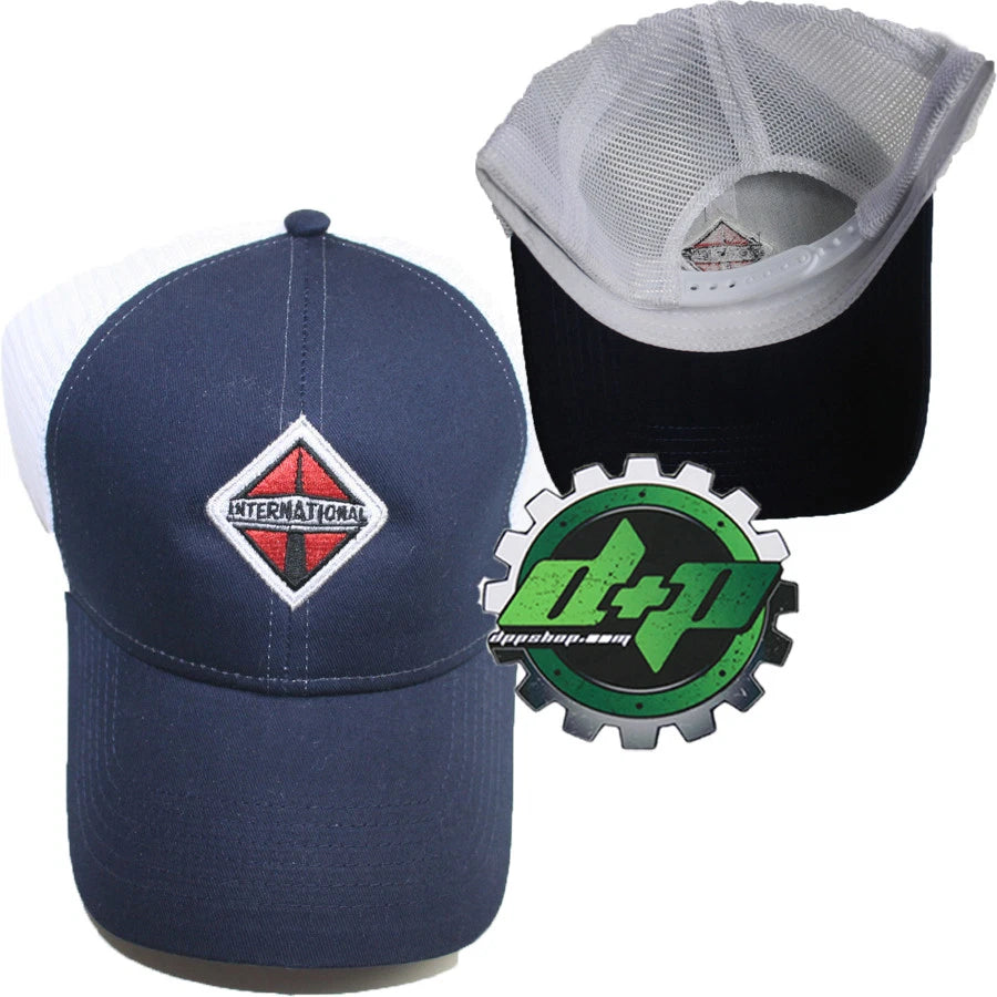 Navy White Mesh Back Hat for International Trucks (Diesel)