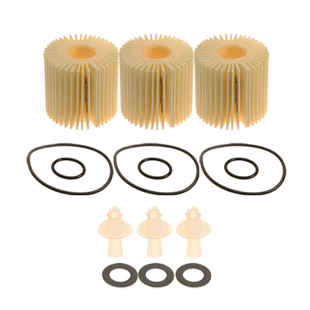 Set of 3 Oil Filters with Drain Washers for Toyota Lexus