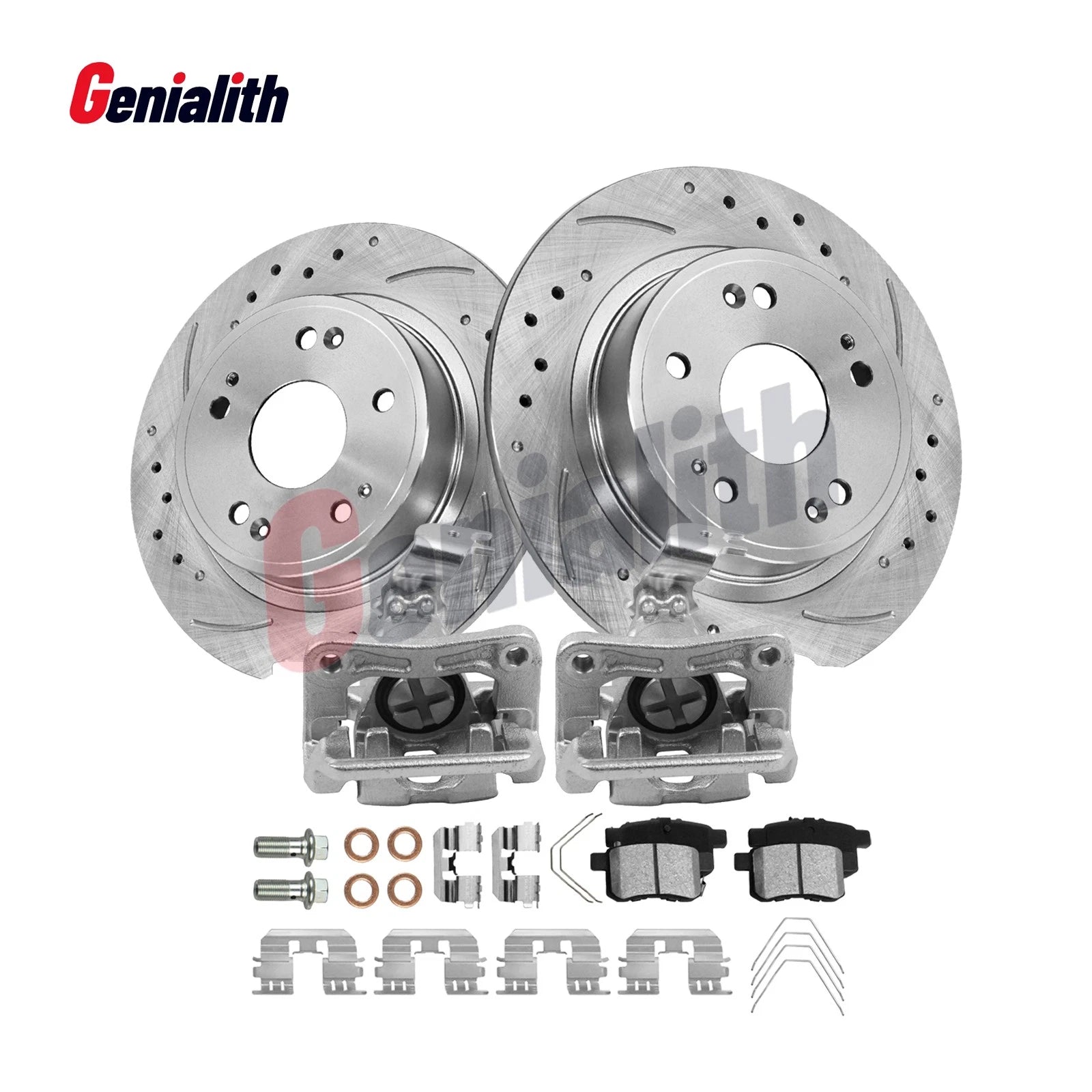 Rear Drilled Brake Rotors, Ceramic Pads, Calipers for Acura TSX (2009–2014)