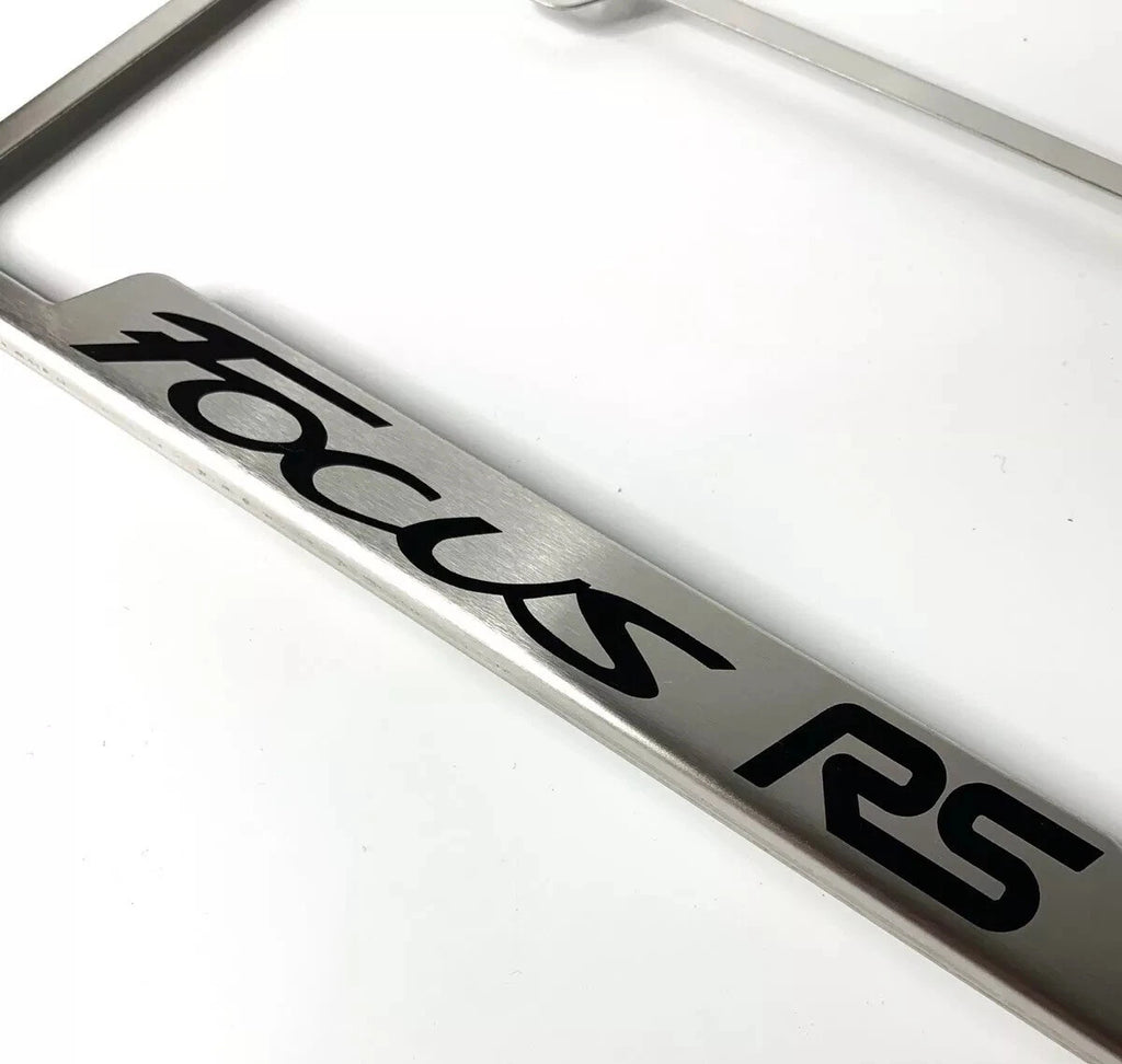 Brushed License Plate Frame with Laser Engraved Emblem for Ford Focus RS (2016–2018)
