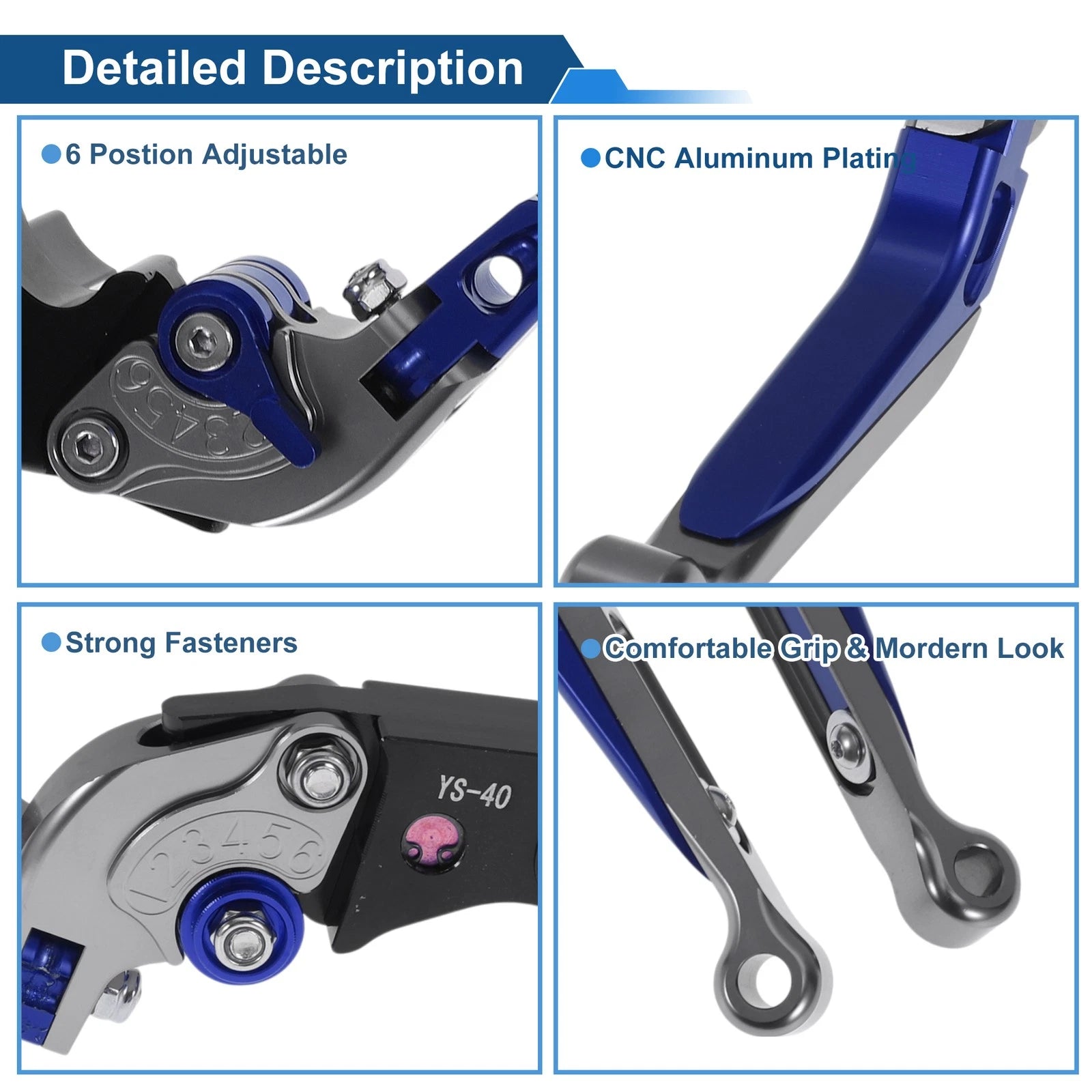 Adjustable Brake Clutch Lever for Honda CBR600RR (2007–2016) Titanium Blue