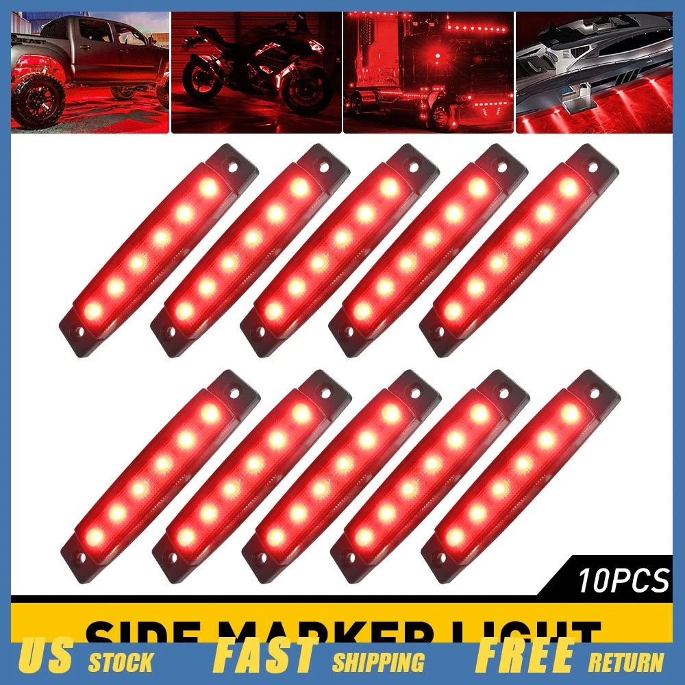 10X Red Marker Side LED Lights for Truck Trailer (Waterproof)