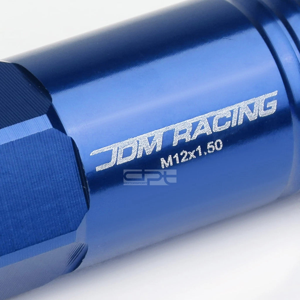 20 PCS Open End M12x1.5 60mm Tall Blue Aluminum Lug Nuts for JDM Vehicles